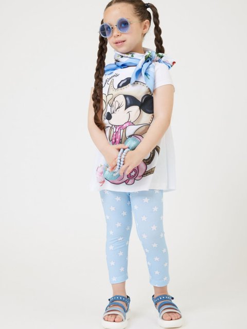 Голубые леггинсы MONNALISA со звездным принтом: фото 1 - Invogue