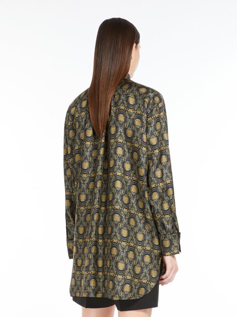 Оливковая рубашка Max Mara с принтом: фото 2 - Invogue