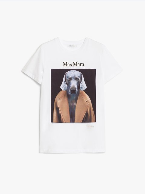 Белая футболка Max Mara с принтом Уильяма Вегмана: фото - Invogue