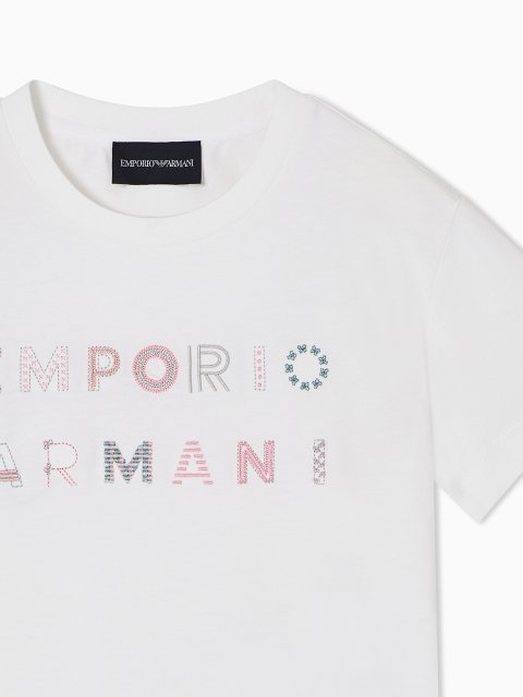 Футболка з бавовняного джерсі Emporio Armani Kids: фото 1 - Invogue