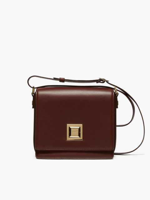 Бордовая сумка MAX MARA из кожи с металлической застежкой: фото - Invogue