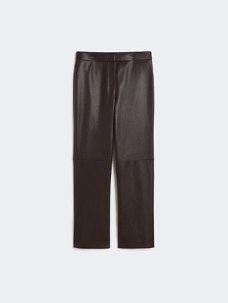 Шоколадные брюки MAX MARA из экокожи: фото - Invogue
