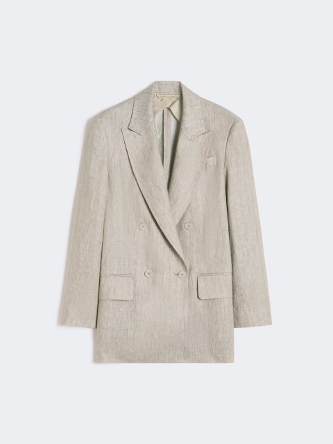 Бежевий жакет Max Mara з льону з візерунком: фото - Invogue