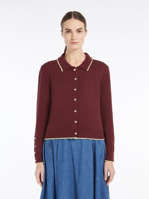 Бордовий кардиган Weekend Max Mara з бавовняної пряжі: фото 3 - Invogue