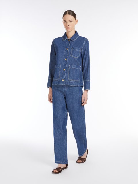 Синя куртка Max Mara з бавовняного деніму: фото 1 - Invogue