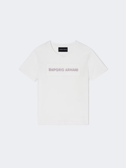 Футболка з джерсі з логотипом попереду Emporio Armani Kids: фото - Invogue