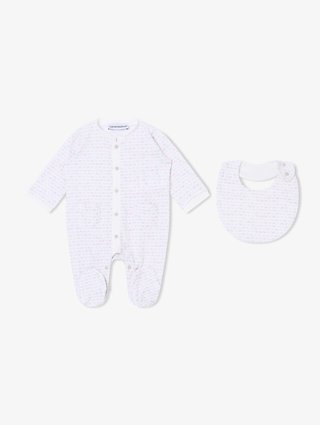 Розовый комбинезон и слюнявчик Emporio Armani из хлопка: фото - Invogue