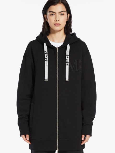 Черная длинная толстовка Max Mara с капюшоном на шнурке: фото 1 - Invogue
