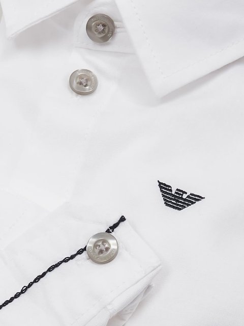 Белая рубашка EMPORIO ARMANI KIDS из хлопка: фото 3 - Invogue