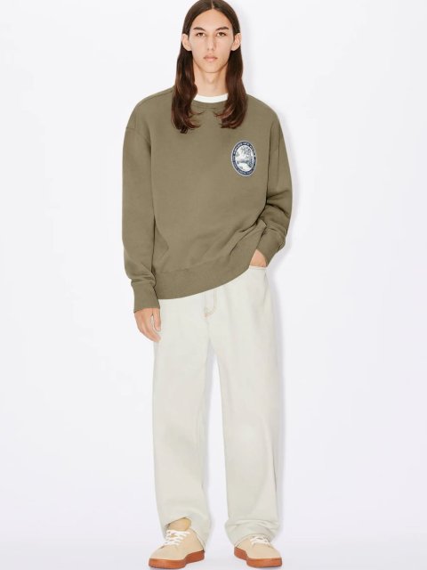 Серо-коричневый свитер KENZO из хлопка с длинным рукавом: фото 5 - Invogue