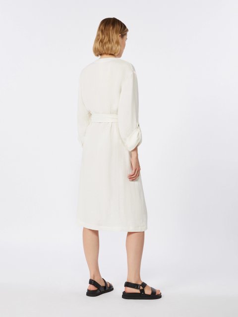 Бежева сукня з поясом Max Mara з льону: фото 3 - Invogue