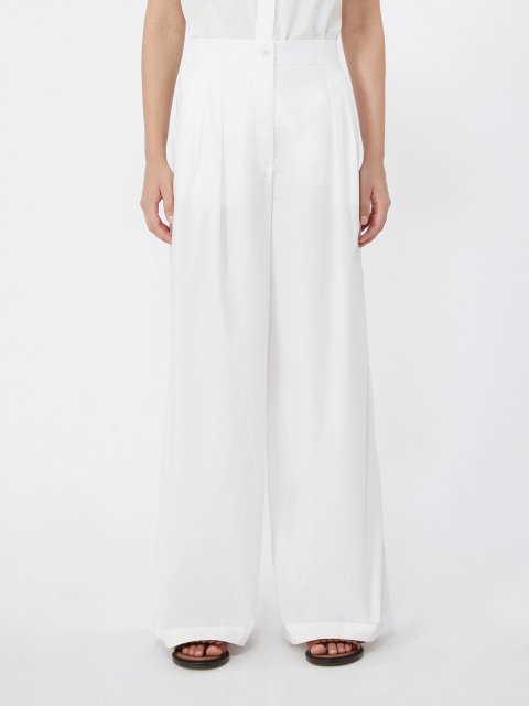 Білі брюки Weekend Max Mara з бавовни широкого крою: фото 2 - Invogue
