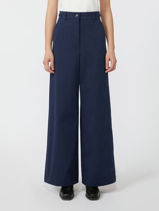 Темно-синие брюки WEEKEND MAX MARA из хлопкового габардина: фото 2 - Invogue