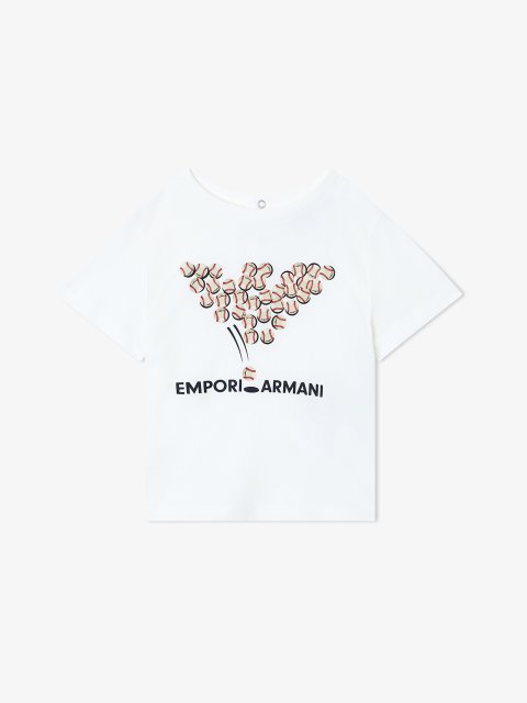 Футболка з бавовняного джерсі з принтом бейсболу Emporio Armani Kids: фото - Invogue