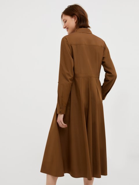 Коричневое платье-рубашка Max&Co миди: фото 2 - Invogue