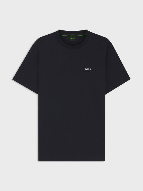 Темно-синяя футболка BOSS из хлопка: фото - Invogue