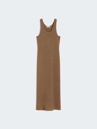 Светло-коричневое платье MAX MARA из шерстяной пряжи: фото - Invogue