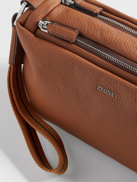 Коричнева сумка ZEGNA зі шкіри: фото 4 - Invogue