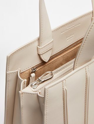 Кремовая сумка Max Mara кожаная: фото 4 - Invogue