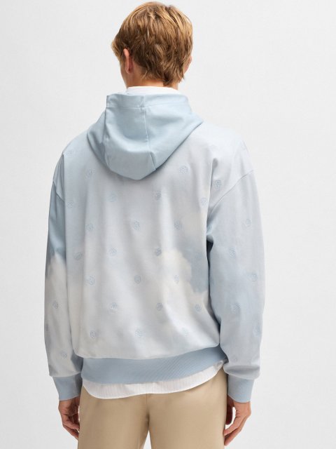 Голубое худи BOSS свободного кроя: фото 3 - Invogue