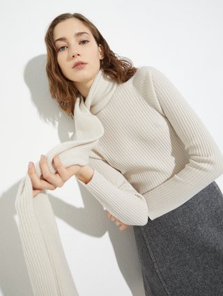Кремовый шарф MAX&CO из шерсти и кашемира: фото 2 - Invogue