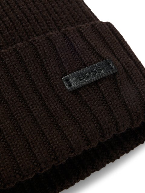 Коричнева шапка BOSS з вовни: фото 2 - Invogue