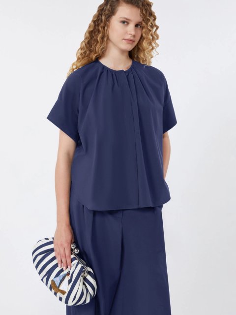 Темно-синя сорочка WEEKEND MAX MARA з бавовняного попліну: фото 4 - Invogue