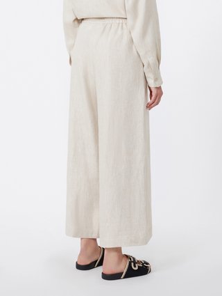 Кремовые укороченные брюки Weekend Max Mara из льна: фото 3 - Invogue
