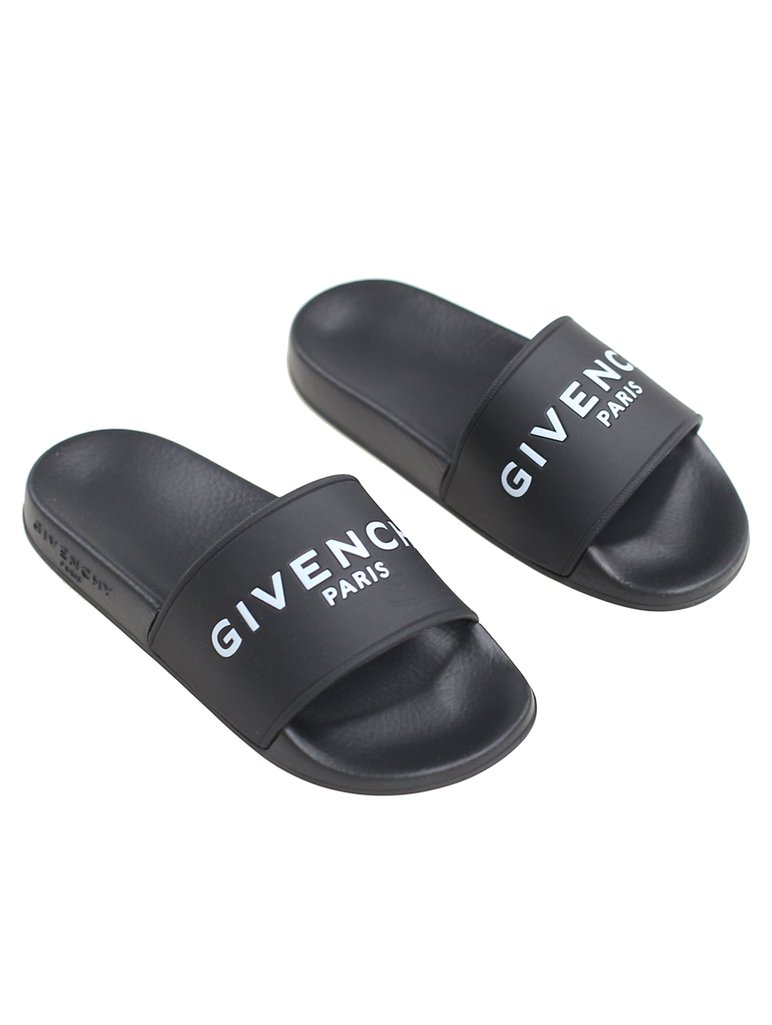 Чёрные шлепанцы GIVENCHY KIDS: фото 1 - Invogue