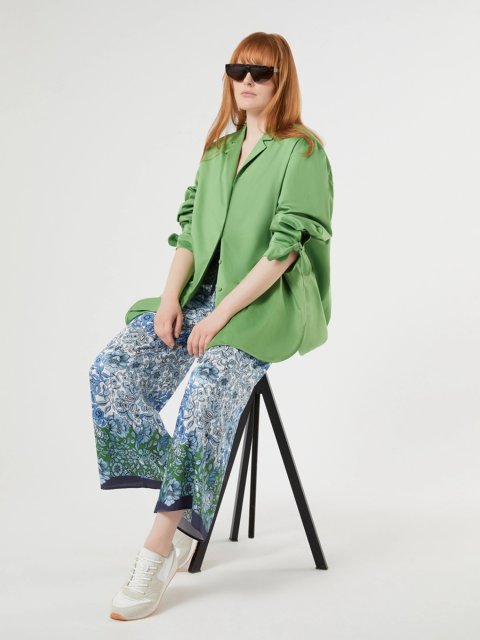 Зелена блуза MARINA RINALDI з бавовняного сатину: фото 1 - Invogue