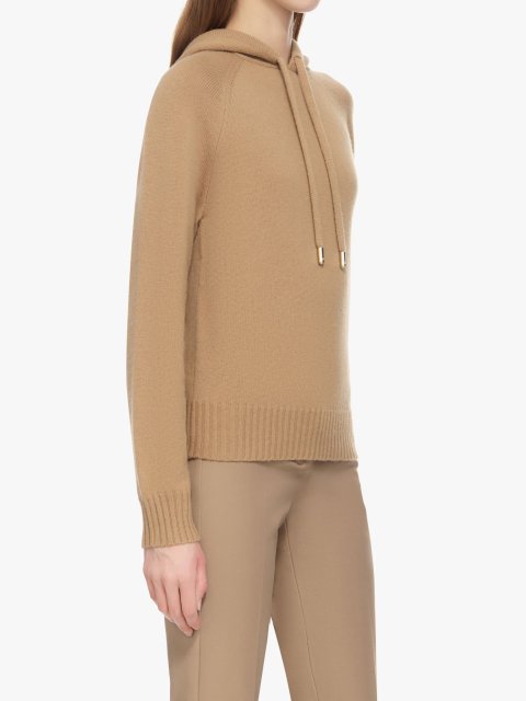 Темно-бежевый свитер Max Mara из шерсти и кашемира с капюшоном: фото 2 - Invogue