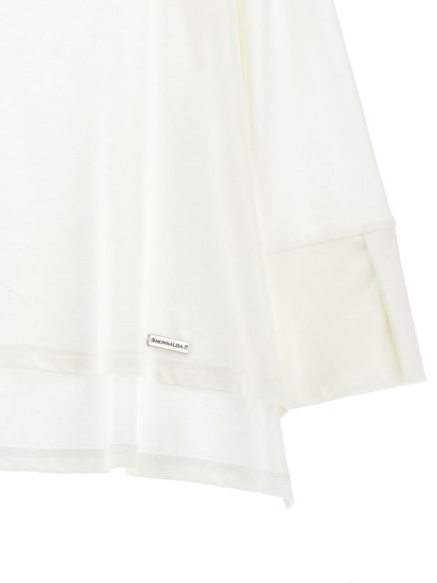 Молочная футболка MONNALISA с длинным рукавом: фото 2 - Invogue