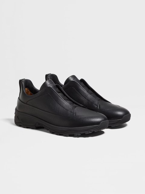 Чорні снікерси ZEGNA зі шкіри: фото 1 - Invogue