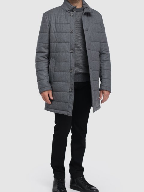 Серое пальто BOSS: фото 1 - Invogue