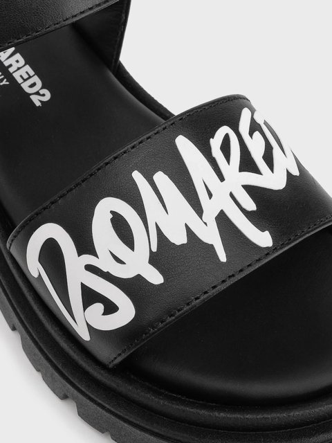 Босоніжки шкіряні в стилі Casual DSQUARED2: фото 2 - Invogue