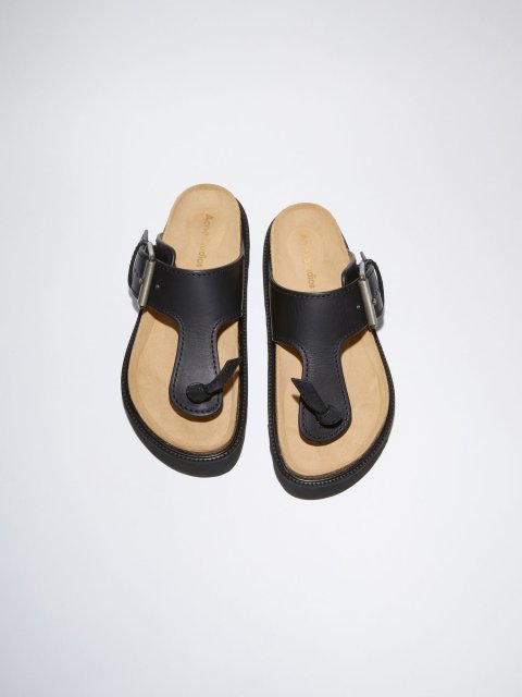 Чорні шльопанці Acne Studios зі шкіри: фото 1 - Invogue