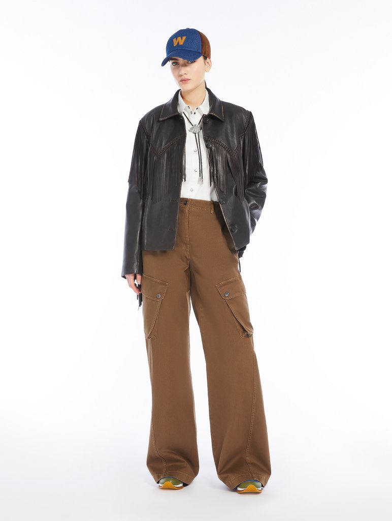 Темно-коричневая куртка WEEKEND MAX MARA из кожи наппа: фото 4 - Invogue