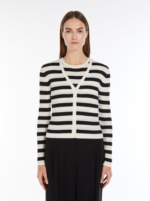 Чорно-білий кардиган Max Mara вовняно-шовковий: фото 2 - Invogue