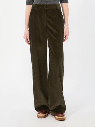 Штани кольору хакі Weekend Max Mara з бавовни: фото 2 - Invogue