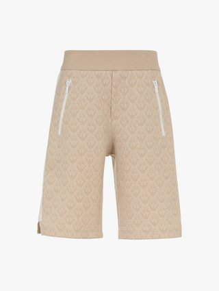 Бежевые бермуды EMPORIO ARMANI KIDS из смеси хлопка: фото - Invogue