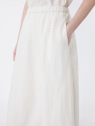 Кремовая юбка миди Weekend Max Mara из льна: фото 4 - Invogue