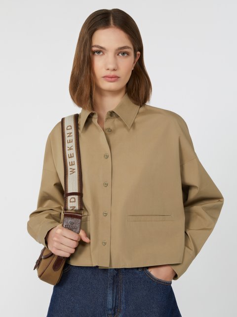 Бежева сорочка WEEKEND MAX MARA з щільного бавовняного попліну: фото 4 - Invogue