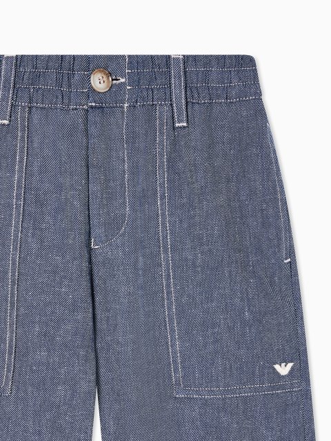 Сірі шорти Emporio Armani з суміші льону та бавовни: фото 3 - Invogue