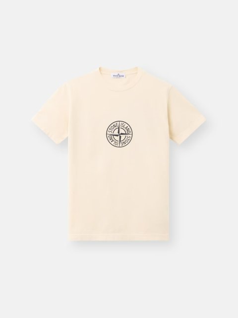 Молочна футболка Stone Island з бавовни з принтом: фото - Invogue