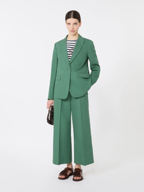 Зелені укорочені брюки Weekend Max Mara з бавовни та льону: фото 1 - Invogue