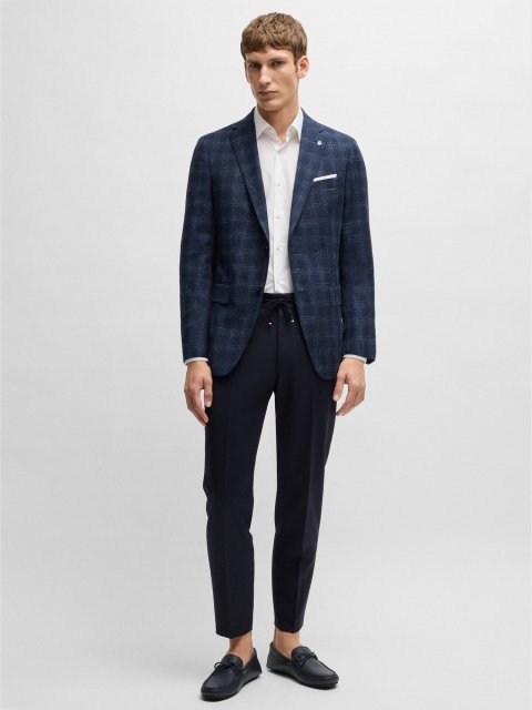 Темно-синие мокасины BOSS из кожи: фото 1 - Invogue