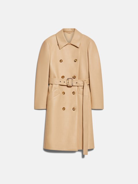 Кремовый плащ Sportmax кожаный: фото - Invogue