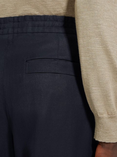Темно-сині брюки ZEGNA з льону: фото 5 - Invogue