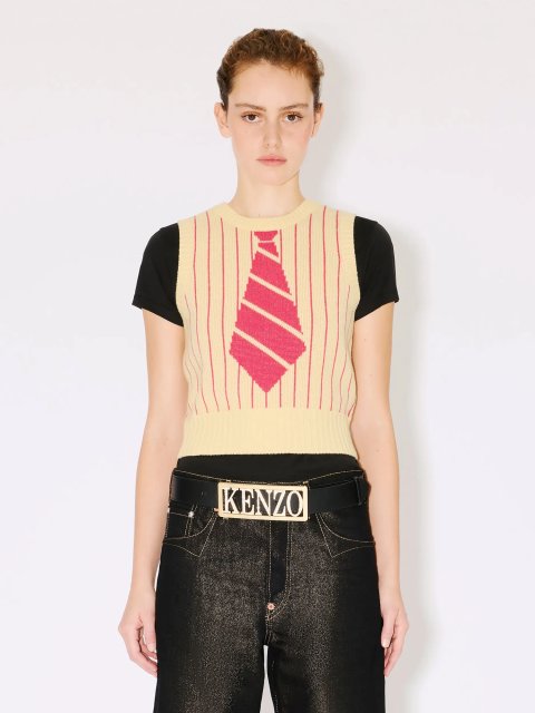 Кремовий жилет KENZO з суміші вовни та бавовни: фото 2 - Invogue