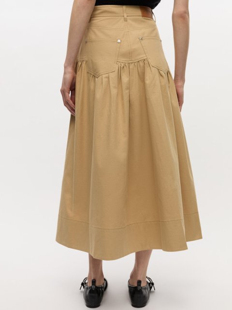 Бежева спідниця GANNI з бавовни та льону: фото 3 - Invogue